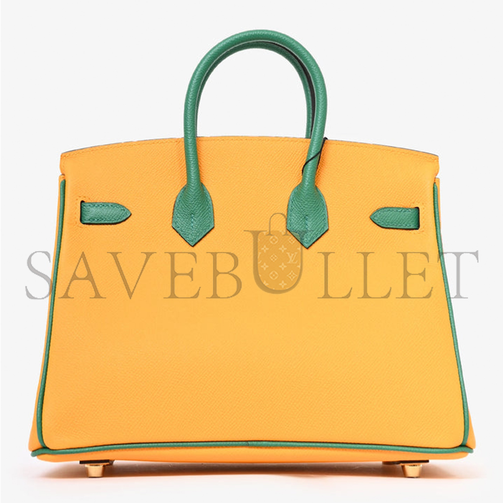 HERMÈS BIRKIN 30 TOGO LEATHER SUN YELLOW AND PEACOCK GREEN WITH GOLD BUCKLE BAG H028365CC30 (30*23*15cm)